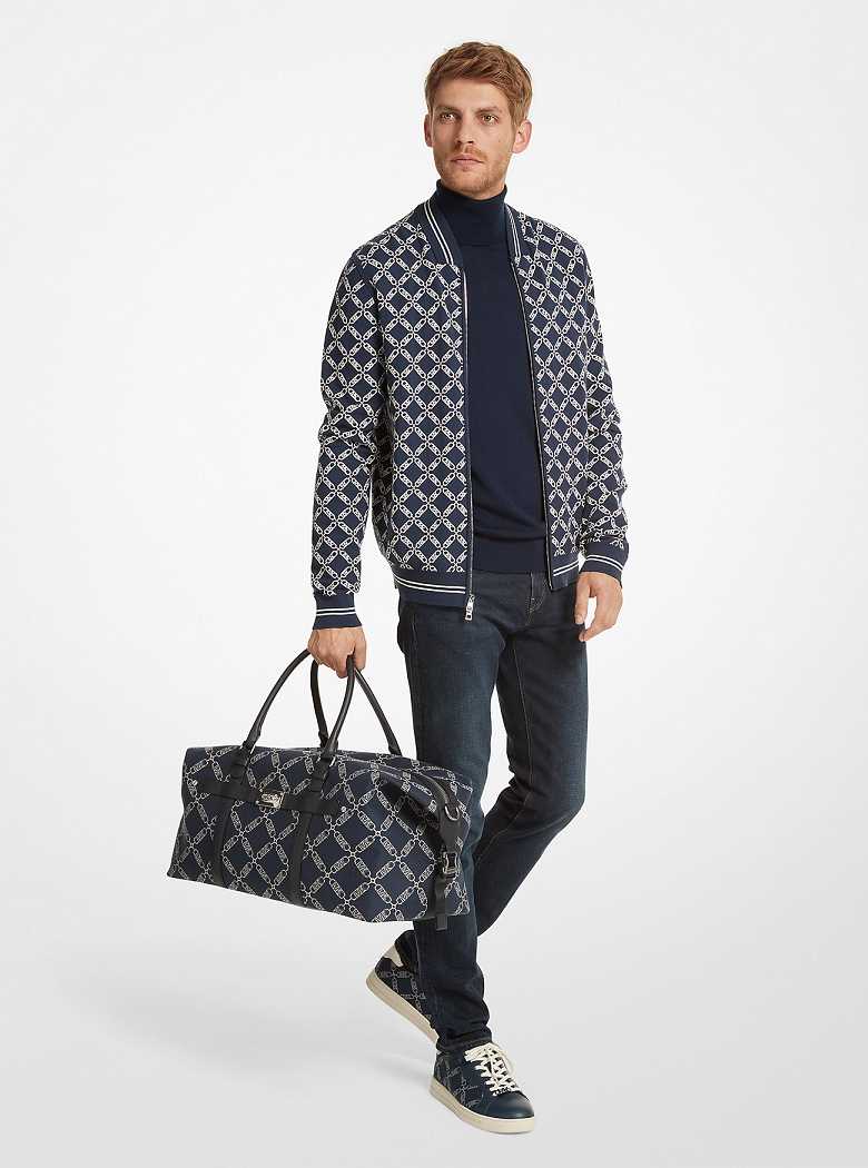 Michael Kors Varick Empire Logo Jacquard Navy | SN-MK28159