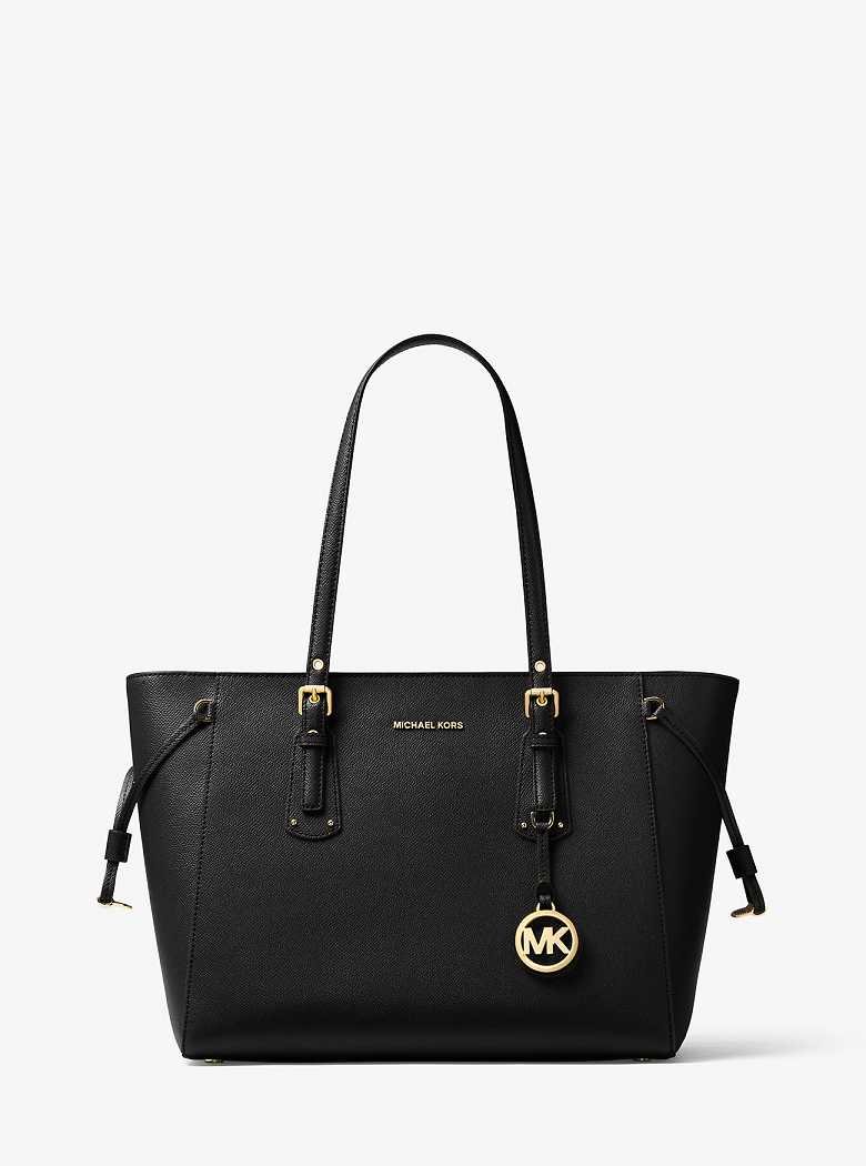 Michael Kors Voyager Medium Crossgrain Leather Black | SN-MK26883