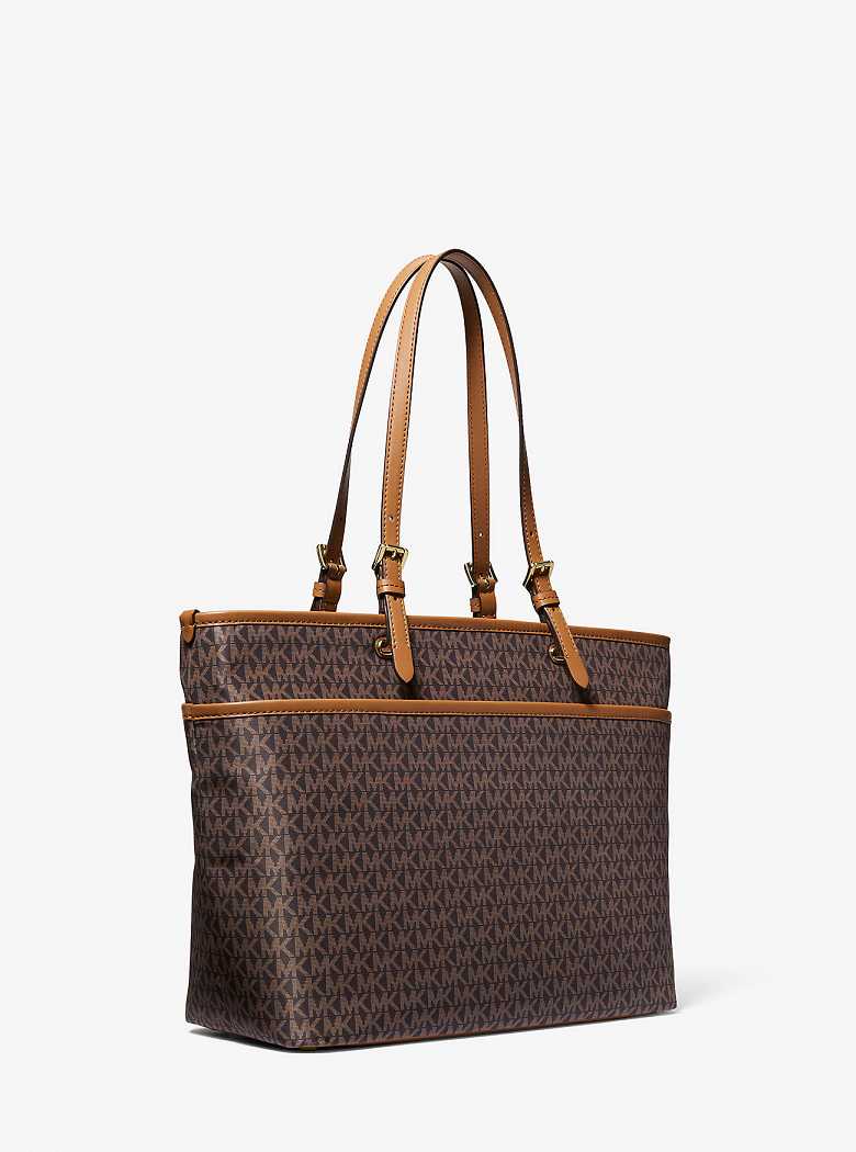 Michael Kors Winston Large Signature Logo Print Woven Pocket Brn/Acorn | SN-MK26889