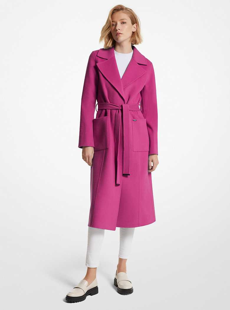 Michael Kors Wool Blend Trench Fuschia | SN-MK26599