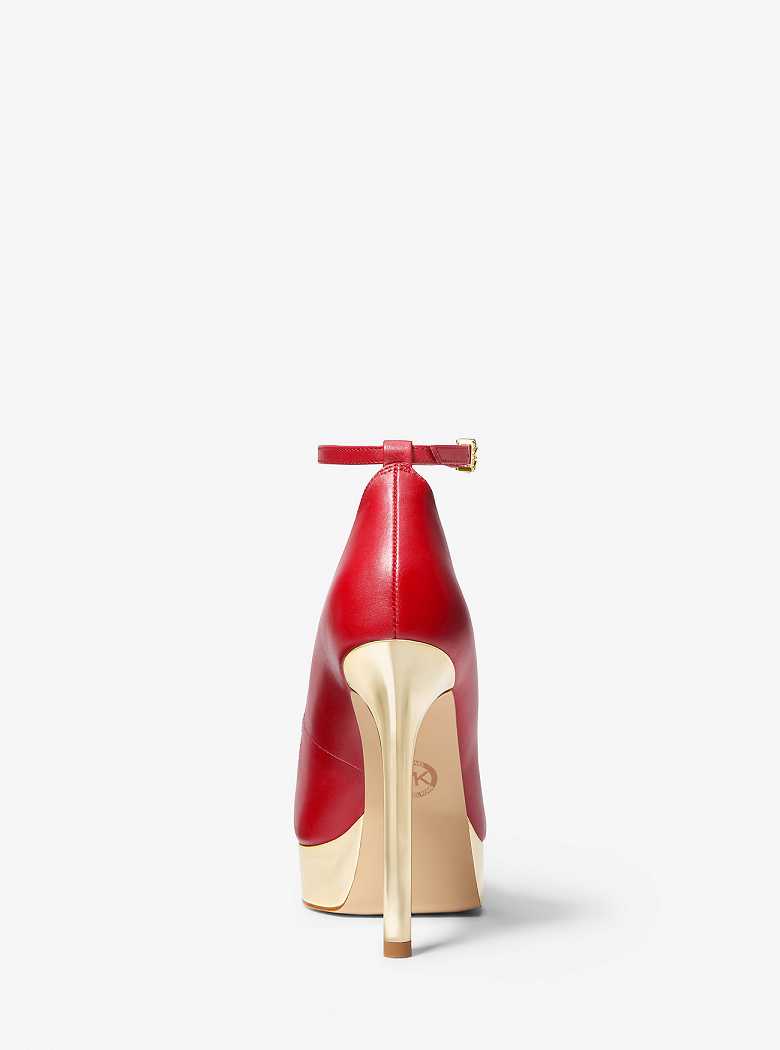 Michael Kors Xenia Leather Platform Crimson | SN-MK27651