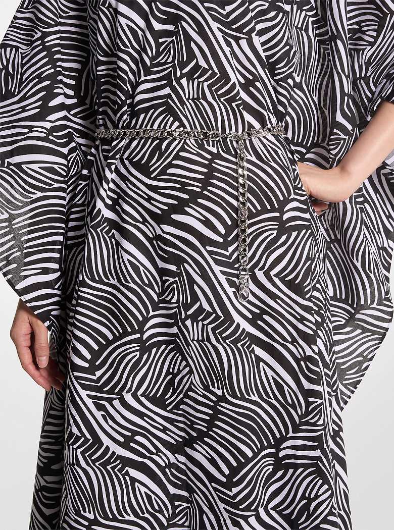 Michael Kors Zebra Organic Cotton Lawn Caftan Black/White | SN-MK26664